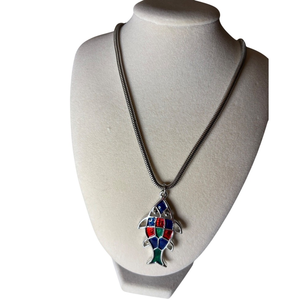 Vtg 1971 Sarah Coventry"Jewelfish" PendantOn Premium C1946 ChainTranslucent